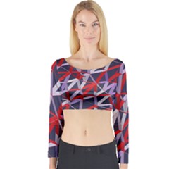 3d Lovely Geo Lines Vii Long Sleeve Crop Top by Uniqued