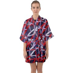 3d Lovely Geo Lines Vii Half Sleeve Satin Kimono  by Uniqued