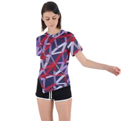 3d Lovely Geo Lines Vii Asymmetrical Short Sleeve Sports Tee by Uniqued