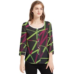 3d Lovely Geo Lines X Chiffon Quarter Sleeve Blouse by Uniqued