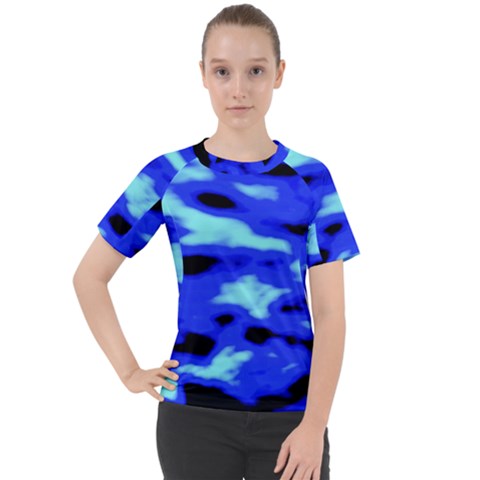 Blue Waves Abstract Series No11 Women s Sport Raglan Tee by DimitriosArt