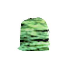 Green  Waves Abstract Series No13 Drawstring Pouch (small) by DimitriosArt