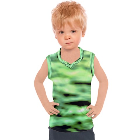 Green  Waves Abstract Series No13 Kids  Sport Tank Top by DimitriosArt