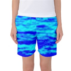 Blue Waves Abstract Series No12 Women s Basketball Shorts by DimitriosArt