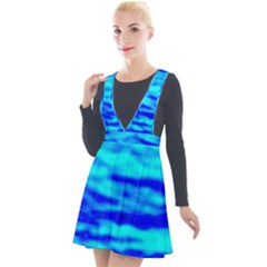 Blue Waves Abstract Series No12 Plunge Pinafore Velour Dress by DimitriosArt