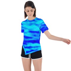 Blue Waves Abstract Series No12 Asymmetrical Short Sleeve Sports Tee by DimitriosArt