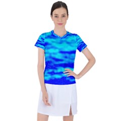 Blue Waves Abstract Series No12 Women s Sports Top by DimitriosArt