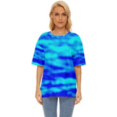 Blue Waves Abstract Series No12 Oversized Basic Tee by DimitriosArt