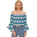 Gift Boxes Off Shoulder Flutter Bell Sleeve Top View1