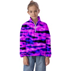 Purple  Waves Abstract Series No6 Kids  Half Zip Hoodie