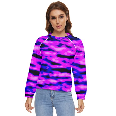 Purple  Waves Abstract Series No6 Women s Long Sleeve Raglan Tee by DimitriosArt