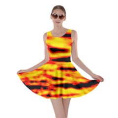 Red  Waves Abstract Series No16 Skater Dress by DimitriosArt