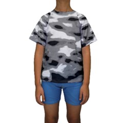 Black Waves Abstract Series No 1 Kids  Short Sleeve Swimwear by DimitriosArt