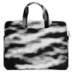 Black Waves Abstract Series No 2 Macbook Pro Double Pocket Laptop Bag (large) by DimitriosArt