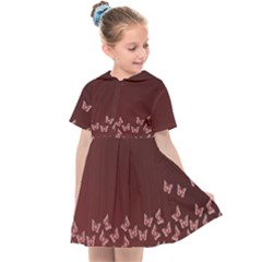 Red Gradient Butterflies Pattern, Nature Theme Kids  Sailor Dress by Casemiro