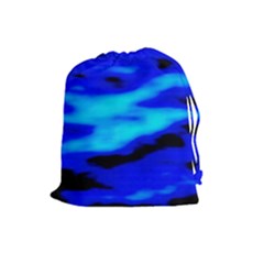 Blue Waves Abstract Series No13 Drawstring Pouch (large)