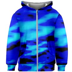 Blue Waves Abstract Series No13 Kids  Zipper Hoodie Without Drawstring by DimitriosArt