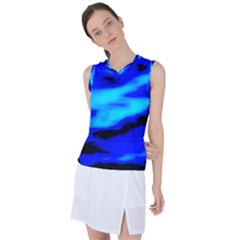 Blue Waves Abstract Series No13 Women s Sleeveless Sports Top by DimitriosArt