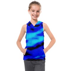 Blue Waves Abstract Series No13 Kids  Sleeveless Hoodie by DimitriosArt