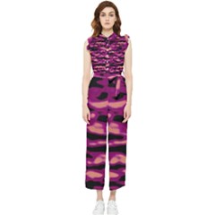 Velvet  Waves Abstract Series No1 Women s Frill Top Chiffon Jumpsuit by DimitriosArt