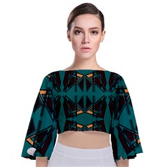 Abstract Geometric Design    Tie Back Butterfly Sleeve Chiffon Top by Eskimos