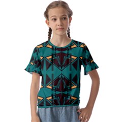 Abstract Geometric Design    Kids  Cuff Sleeve Scrunch Bottom Tee