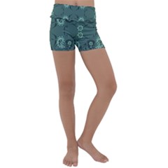 Floral Pattern Paisley Style Paisley Print   Kids  Lightweight Velour Yoga Shorts by Eskimos