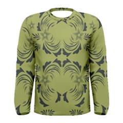 Floral Folk Damask Pattern Fantasy Flowers  Men s Long Sleeve Tee by Eskimos