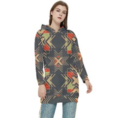 Abstract Geometric Design    Women s Long Oversized Pullover Hoodie by Eskimos