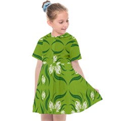 Floral Folk Damask Pattern  Kids  Sailor Dress by Eskimos