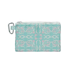 Floral Folk Damask Pattern  Canvas Cosmetic Bag (small) by Eskimos