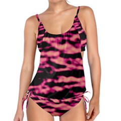 Pink  Waves Abstract Series No2 Tankini Set by DimitriosArt