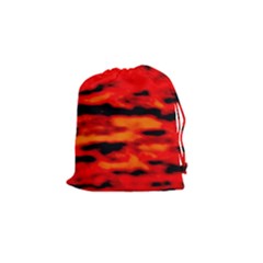 Red  Waves Abstract Series No16 Drawstring Pouch (small) by DimitriosArt