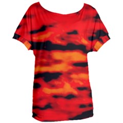 Red  Waves Abstract Series No16 Women s Oversized Tee by DimitriosArt