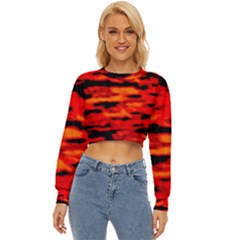 Red  Waves Abstract Series No16 Lightweight Long Sleeve Sweatshirt by DimitriosArt