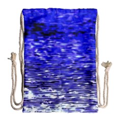 Blue Waves Flow Series 1 Drawstring Bag (large) by DimitriosArt