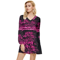 Rose Waves Flow Series 1 Tiered Long Sleeve Mini Dress by DimitriosArt