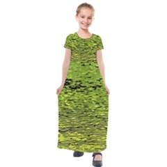 Green Waves Flow Series 1 Kids  Short Sleeve Maxi Dress by DimitriosArt