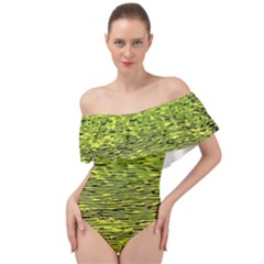 Green Waves Flow Series 1 Off Shoulder Velour Bodysuit  by DimitriosArt