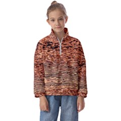 Orange  Waves Flow Series 1 Kids  Half Zip Hoodie by DimitriosArt