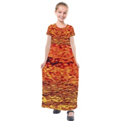 Red Waves Flow Series 2 Kids  Short Sleeve Maxi Dress by DimitriosArt