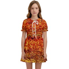 Red Waves Flow Series 2 Kids  Sweet Collar Dress by DimitriosArt