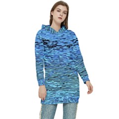 Blue Waves Flow Series 2 Women s Long Oversized Pullover Hoodie by DimitriosArt