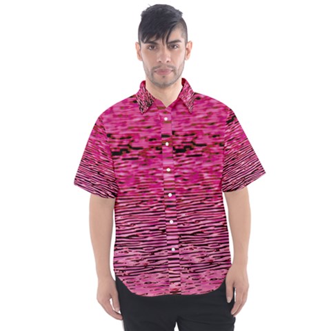 Pink  Waves Flow Series 1 Men s Short Sleeve Shirt by DimitriosArt