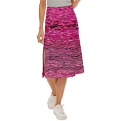 Pink  Waves Flow Series 1 Midi Panel Skirt