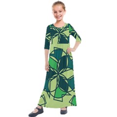 Abstract Pattern Geometric Backgrounds   Kids  Quarter Sleeve Maxi Dress by Eskimos