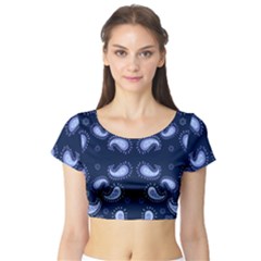 Floral Pattern Paisley Style Paisley Print   Short Sleeve Crop Top by Eskimos