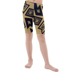 Abstract Pattern Geometric Backgrounds   Kids  Mid Length Swim Shorts by Eskimos