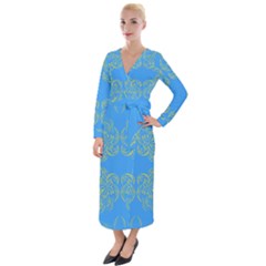 Floral Folk Damask Pattern Fantasy Flowers Floral Geometric Fantasy Velvet Maxi Wrap Dress by Eskimos