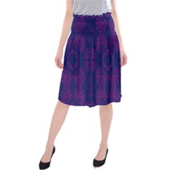 Floral Folk Damask Pattern Fantasy Flowers  Midi Beach Skirt by Eskimos